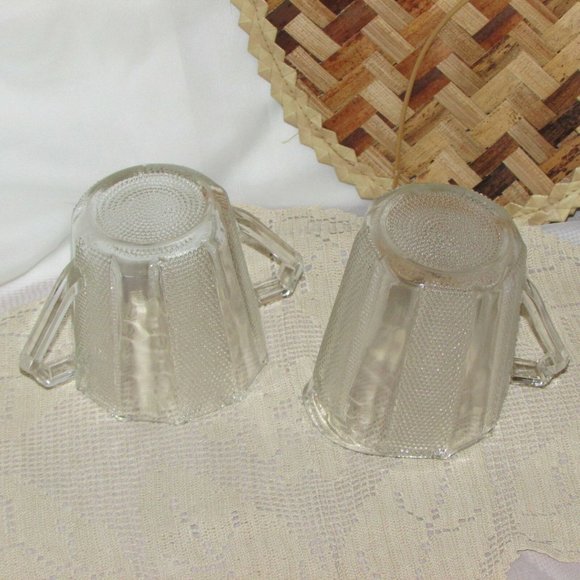 JEANNETTE DEWDROP Creamer & Sugar Bowl Set Depression Glass Vintage - Picture 5 of 7